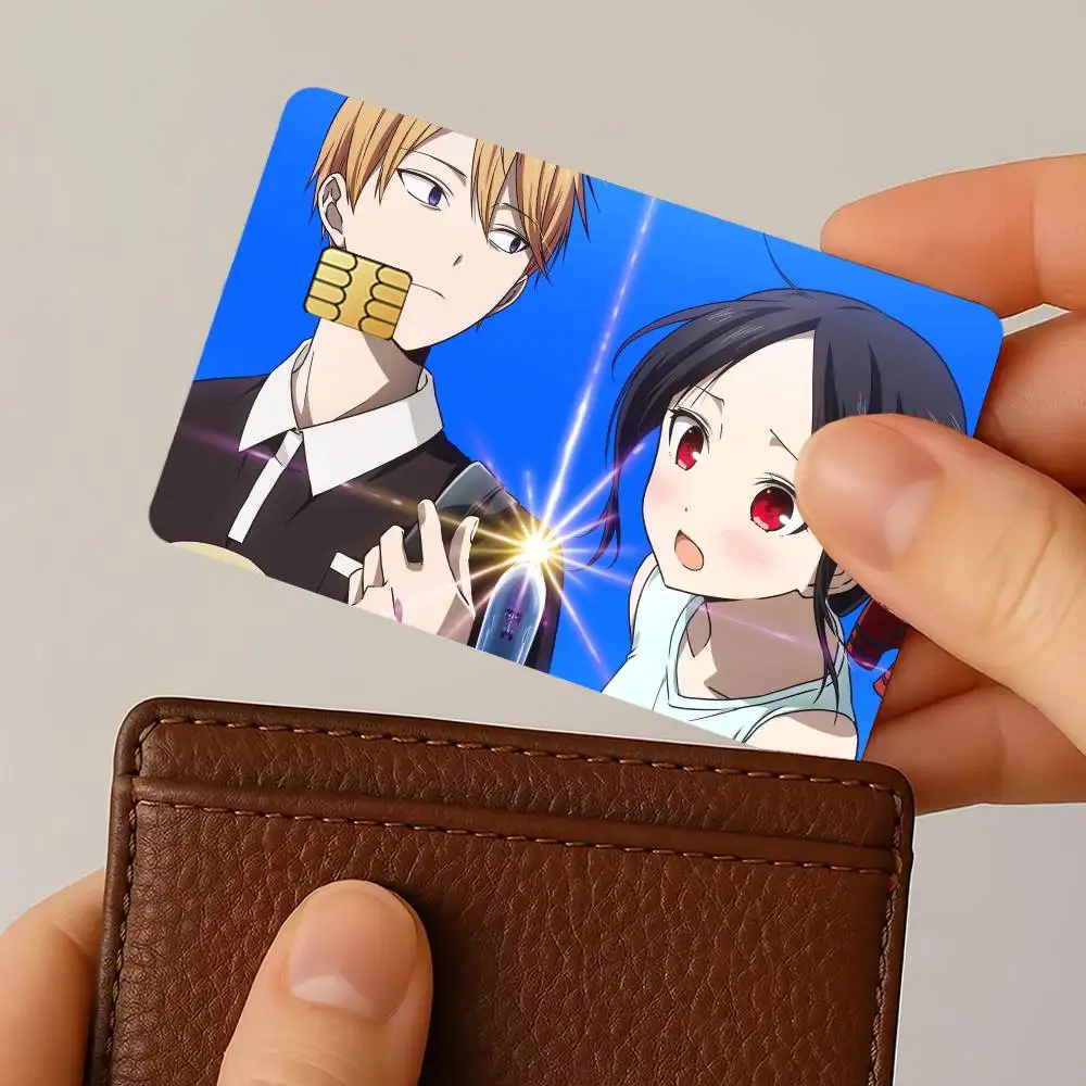 أنيمي Kaguya Sama Love is War ملصقات بطاقات الائتمان الجلد لحافلة البنك مترو 4 قطعة غطاء فيلم هدية #3