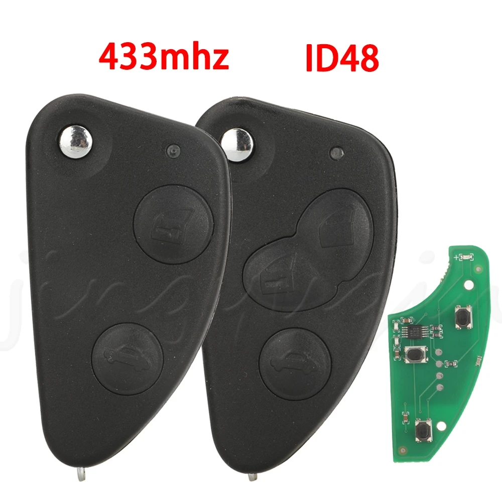Jingyuqin Per Alfa Romeo 147 156 166 GT Con Uncut SIP22 Lama 2/3 Pulsanti Flip Smart Chiave A Distanza Dell'automobile Fob 433 MHz ID48 Chip