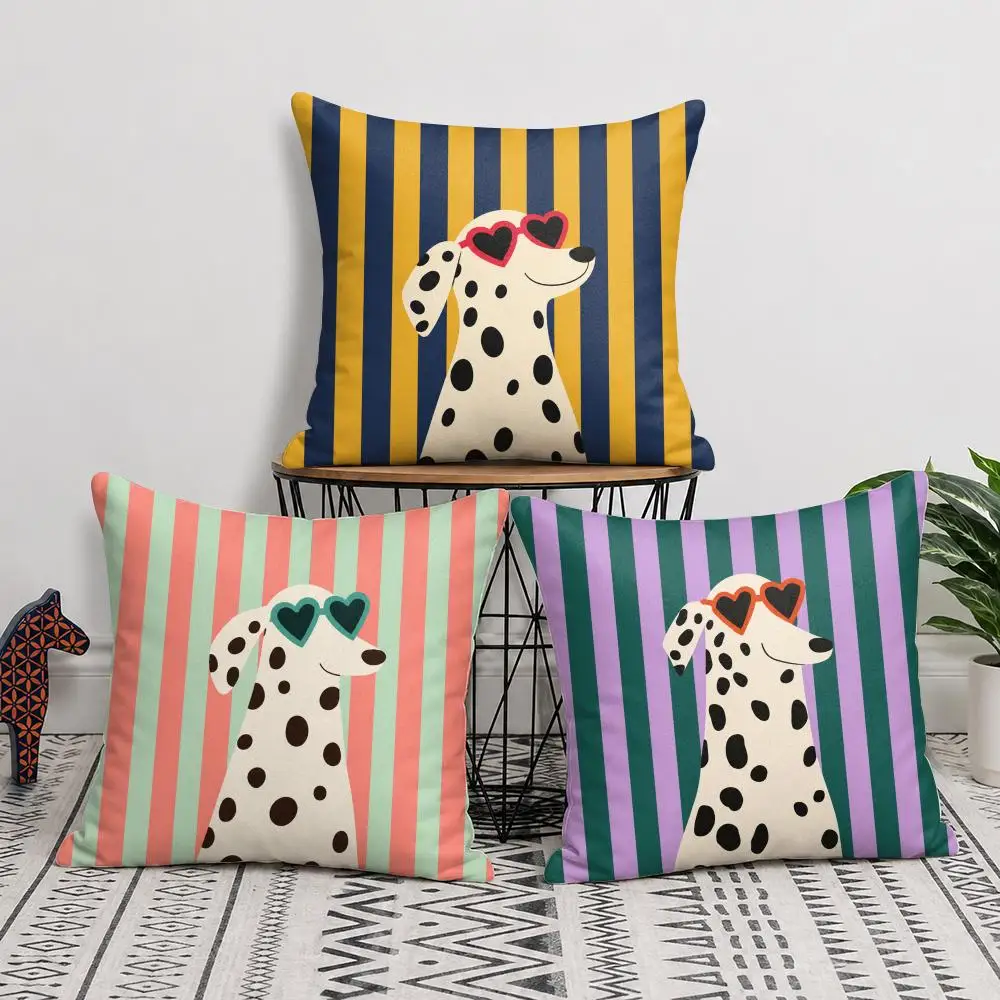 Dalmatian Cute Cushion Cover Short Plush Soft Double-Sided Printing Pillow Case Cozy Sofa Bedroom Home Decor Gift