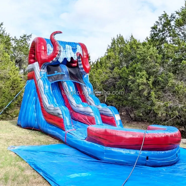 Marble Blue Inflatable Pool Slide Waterslide Giant Inflatable Water Slide For Adult