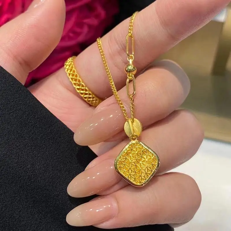 New in Wire drawing rhombus Pendant hollow out geometry necklace fashion and trend light luxury collar chain jewelry gift