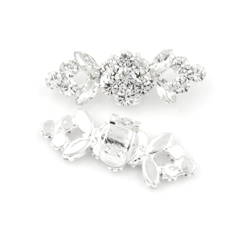 Rhinestone Shoe Clip Silk Flower Shoe Decorations Shiny Decorative Clips Charm Buckle Wedding Brooch Bride Shoe Accessories