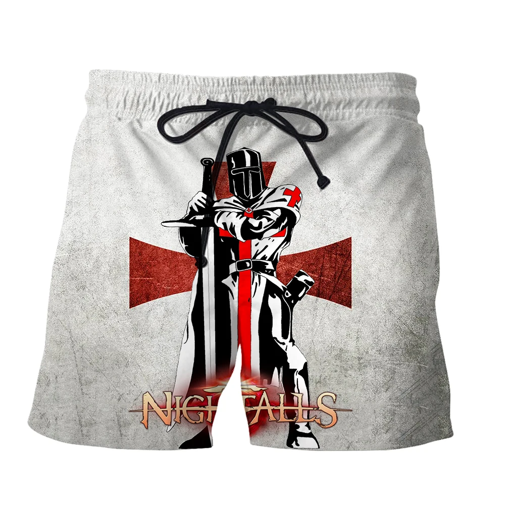 Sonspee engraçado do vintage cavaleiros templar impressão 3d shorts das mulheres dos homens retro estilo europeu oversize calças curtas roupas