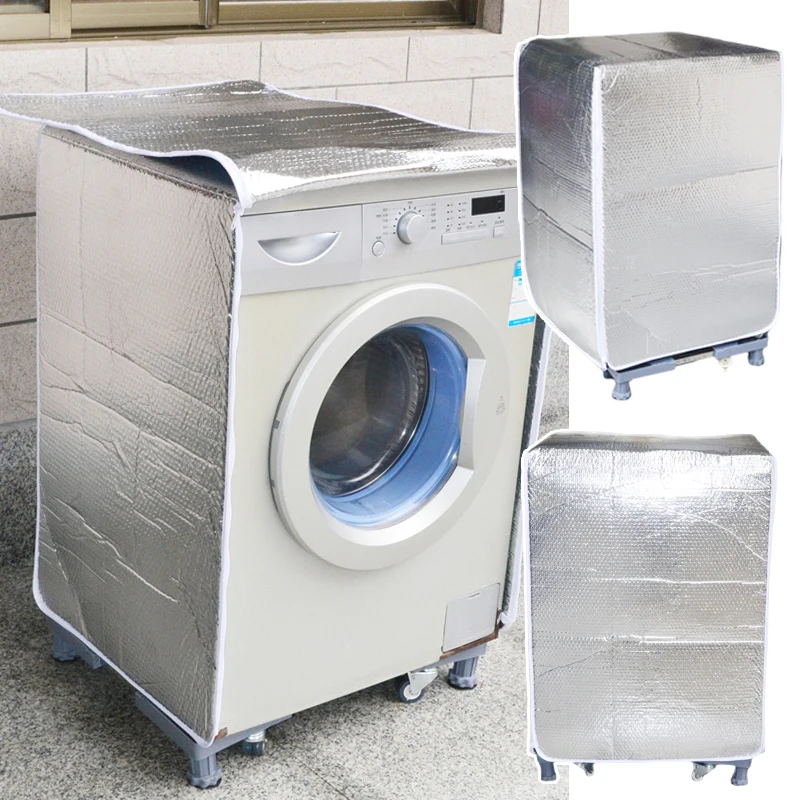 

Washing Machine Cover Sunscreen Tin Foil Film Double Waterproof Washing Machine Case Front Load Laundry Dryer Dustproof Covers