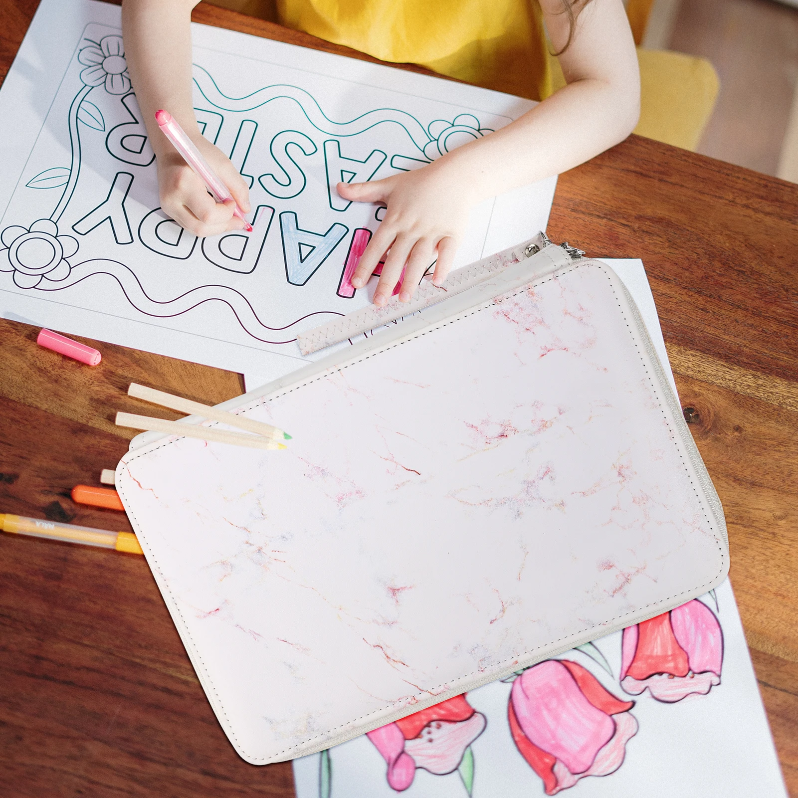 

Pencil Case Bag Painting Stationary Organizer Kawaii Stationery Multi-layer Student