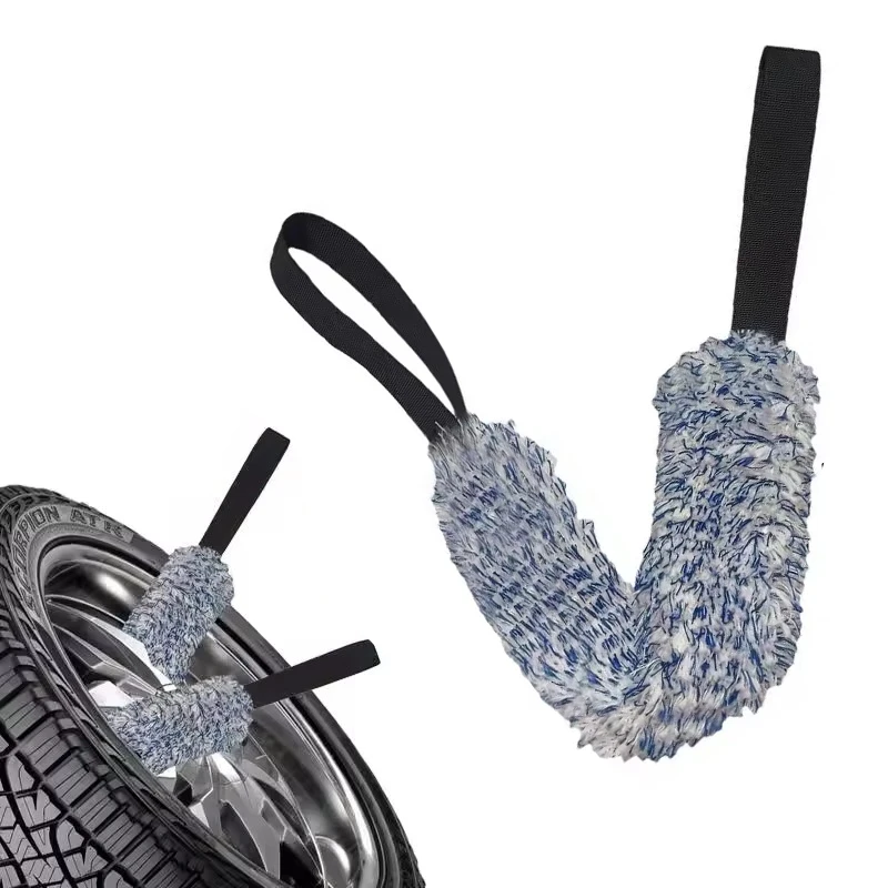 

1 шт. Черно-белое/синее полотенце для мойки автомобиля из ультратонкого кораллового флиса, 36x8 см, для чистки колесных дисков, инструмент для ухода за автомобилем