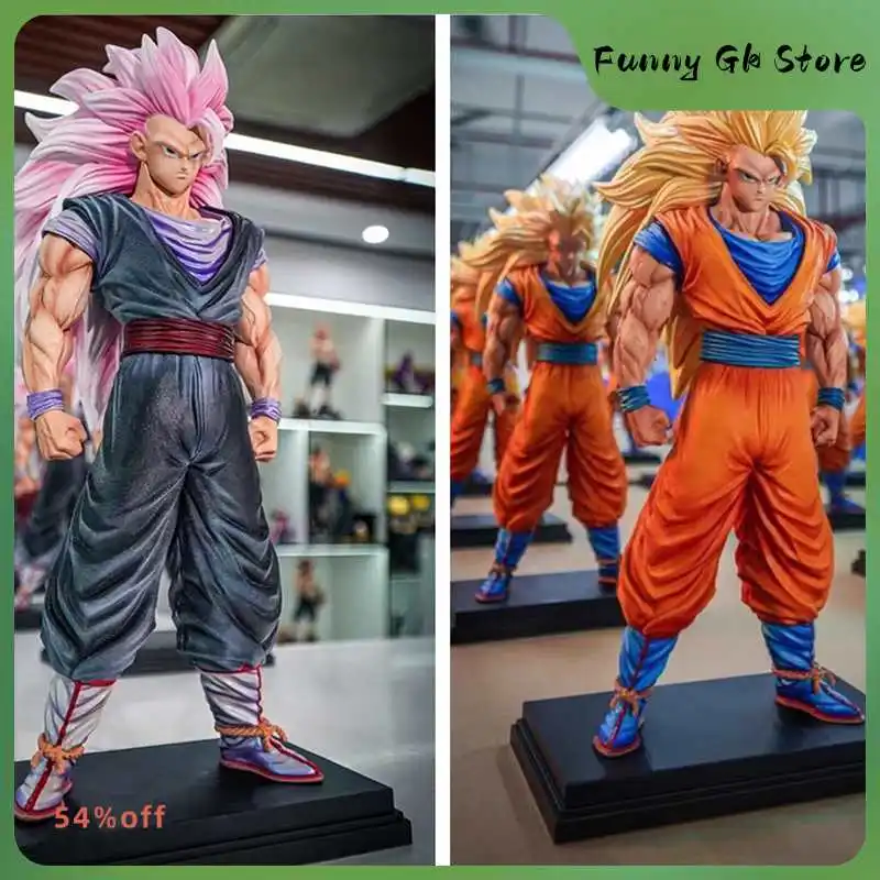 

34cmjt Dragon Ball Anime Figure Dichromatism Son Goku Figurine Ssj3 Goku Figurine Super Saiyan3 Figure Pvc Statue Model Gift Toy