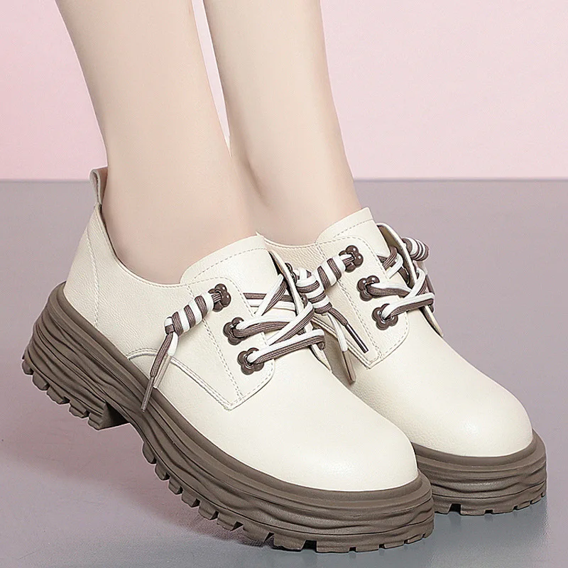 

Leather Loers Women's Thi Bot Casual oes Briti Sle Flat Heels Bla Leather Slip-On oes Breathable Wear-Resistant