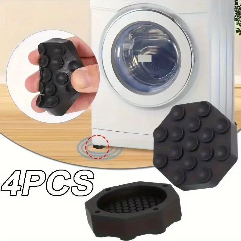 

4 Piece Silicone Anti Vibration Pads for Washing Machine Refrigerator Non Slip Thickened Mat Kitchen Bathroom