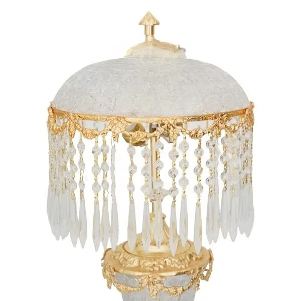 Luxury Gold Brass Crystal Table Lamp with Hanging Crystal Tassel