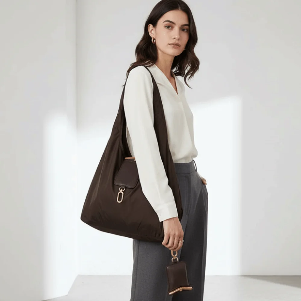 Solid Color Key Chain Tote Bag Space-Saving Tear-Resistant Foldable Shopping Bag Ultra-Lightweight Mini 2-in-1 Bag Charm Pouch