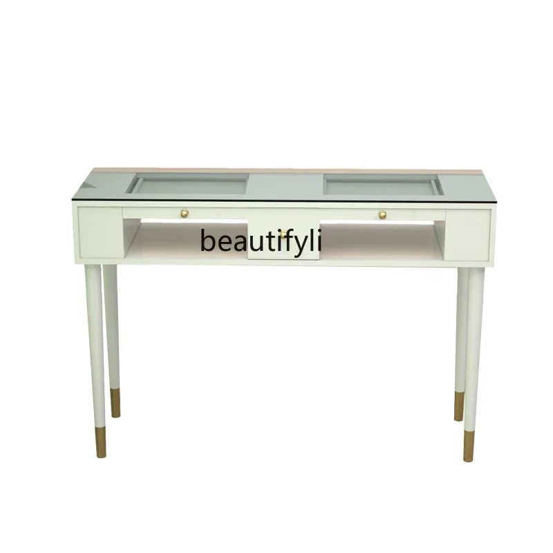 

new Manicure Table and Chair Set Nordic Single Double Simple and Light Luxury Paint Manicure Tabless 03