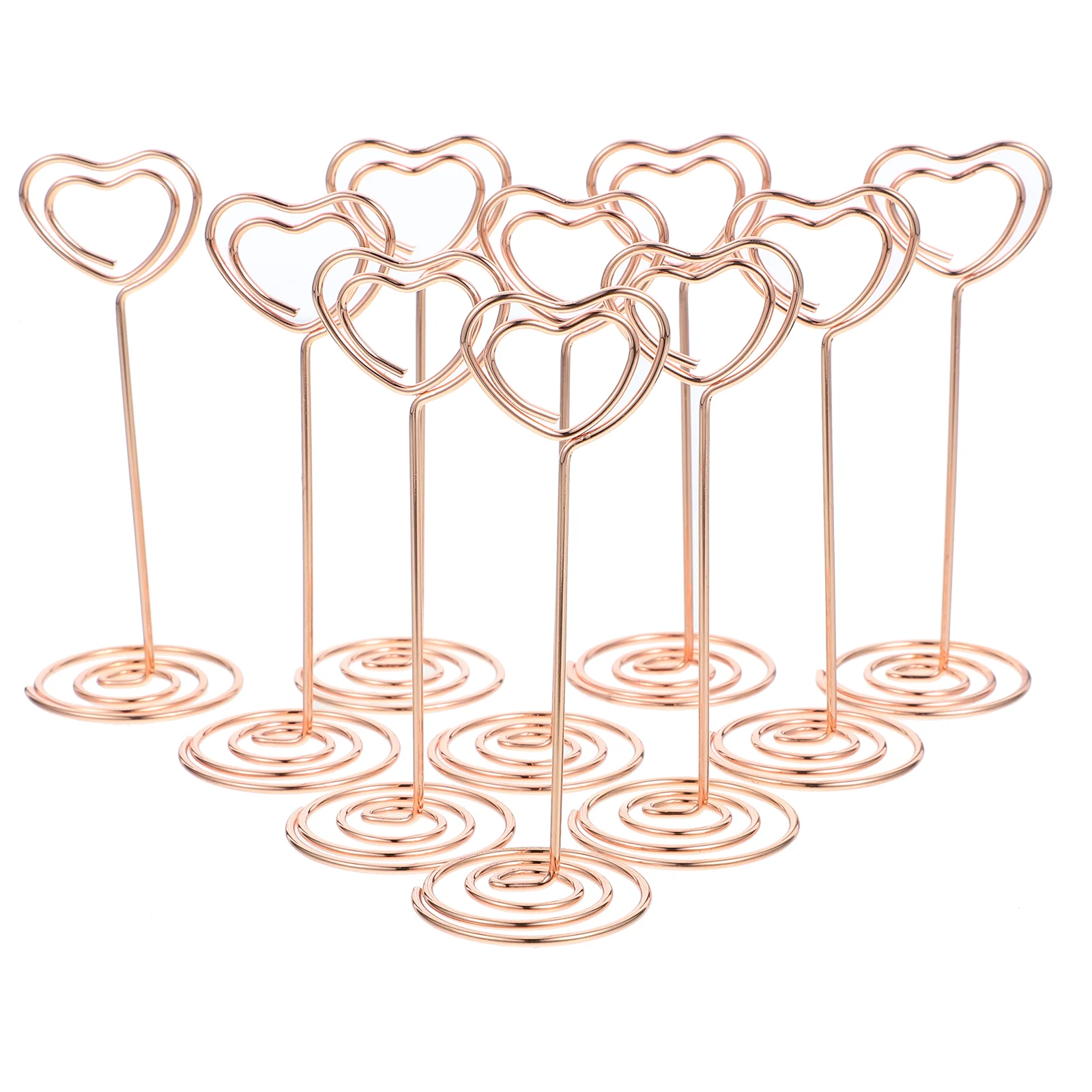 24PCS Heart Shape Photo Holder Stands Table Number Holders Paper Menu Clips for Wedding Banquet Party (Rose Gold)