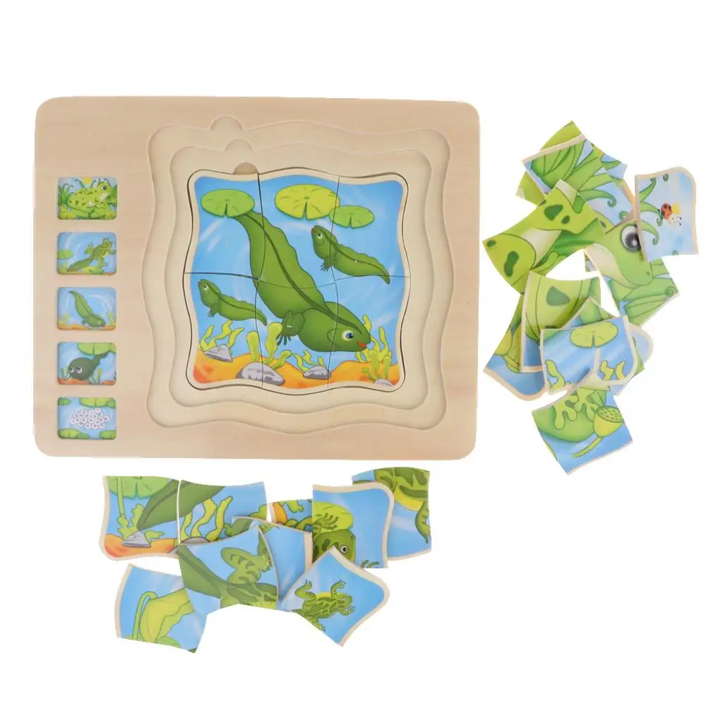 

Wooden Learning Geometry Puzzle Chunky Animal Montessori Block Educational Toy for Kids Craft Games