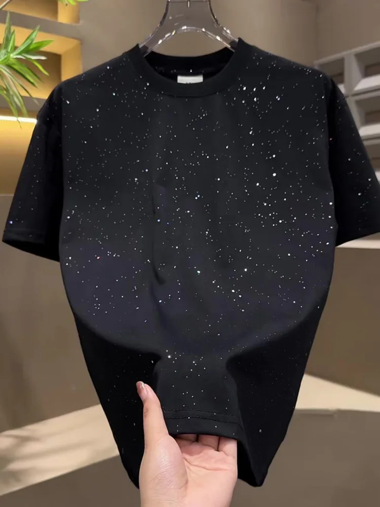 

Men's Summer 2025 Faion Trendy ort Sve T-irt Glitter Star Casual Versatile Breathable Cotton Polyester round Nec...