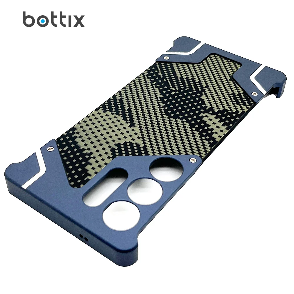 bottix Camouflage Case For Samsung Galaxy S25 Ultra Cover Frameless Metal Alloy Armor S25 U Carbon Fiber Shell Built-in Magnet