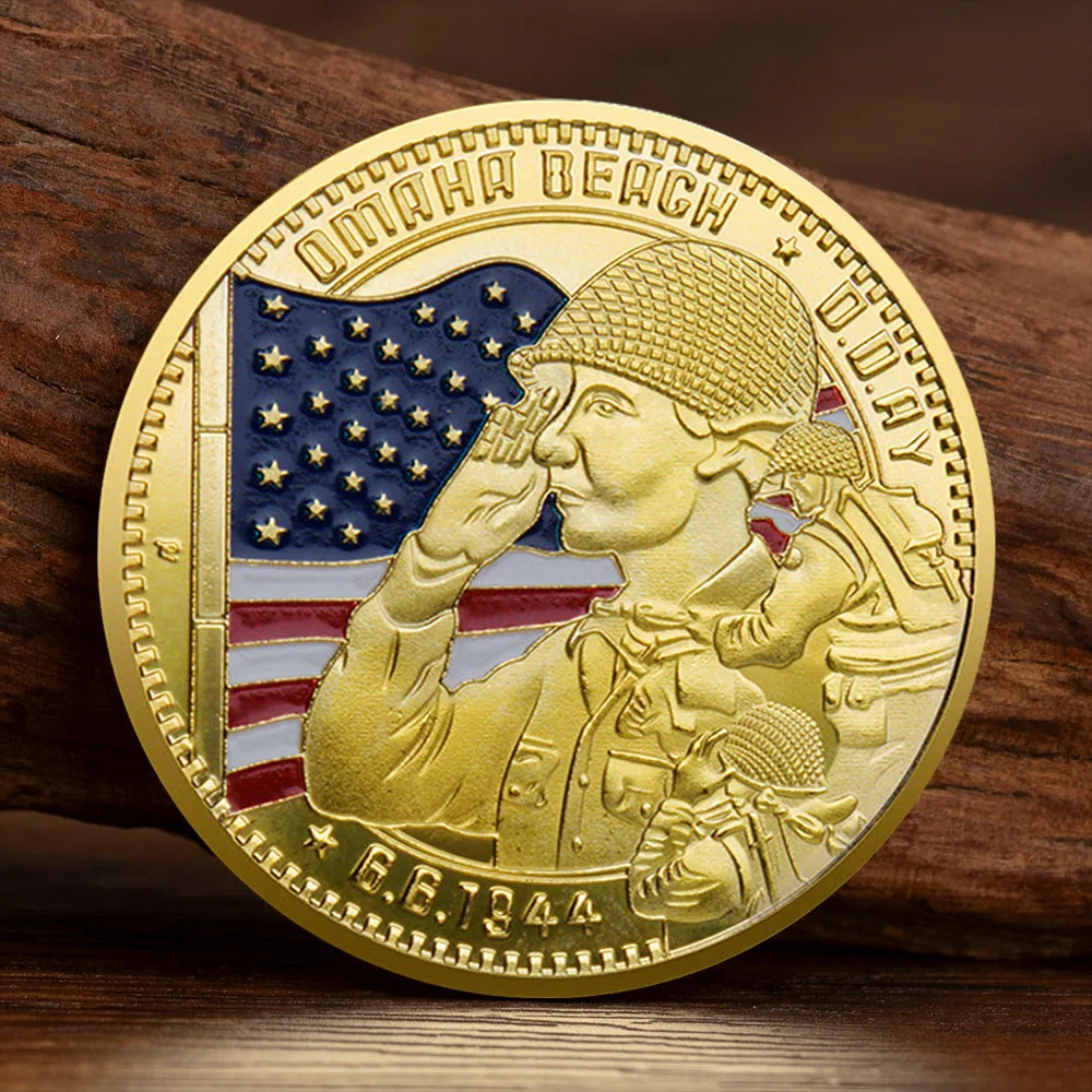The D-Day Landings (Normandy Landings) Commemorative Coin Featuring U.S. Soldiers and Military Coin Collectible Gift