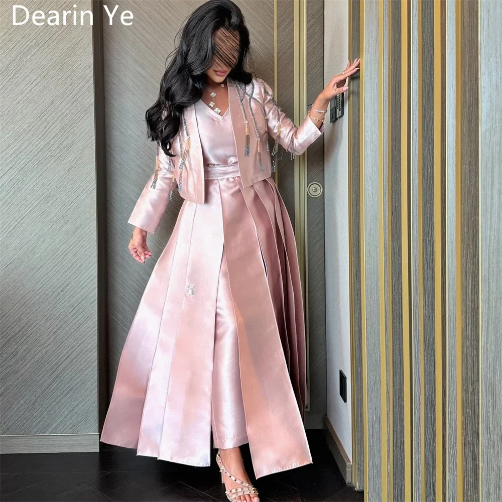 Customized Formal Dress Prom Gown Dearin V-neck A-line Ankle Length Skirts Layered Applique Bespoke Occasion Es Evening S