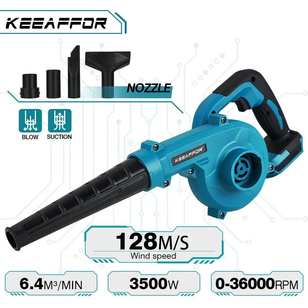 

KEEAFFOR 3500W High-speed Electric Air Blower & Cleaner 2in1 Cordless Cleaning Blowing Dust Leaf For Makita 18V Battery