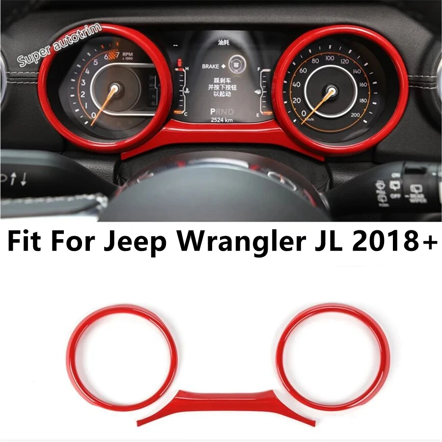 Car Dashboard Instrument Ring Screen Panel Decoration Cover Trim ABS Red Accessories Interior For Jeep Wrangler JL 2018 - 2022