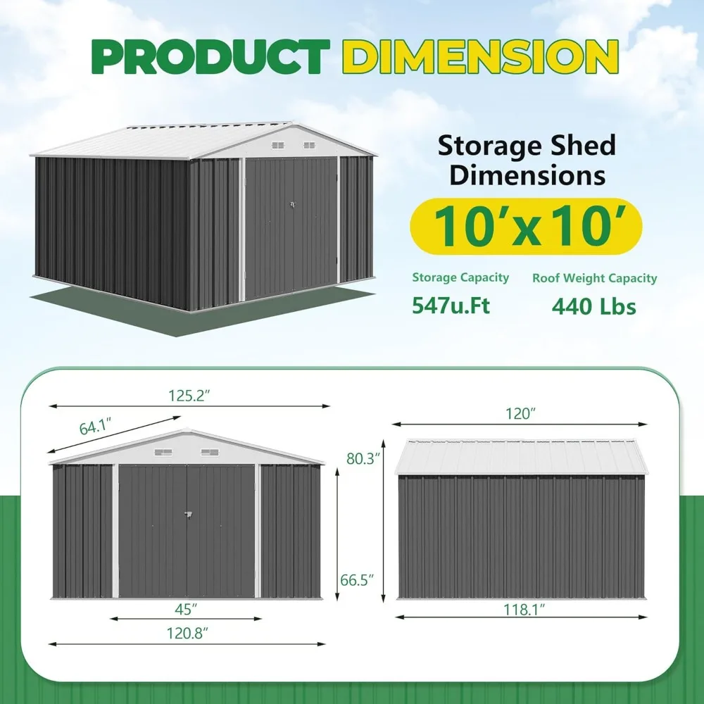 10 x 10 FT Outdoor Storage Shed,Large Tool Shed Outdoor with Single Lockable Door for Patio Lawn Backyard  garden shed  shed