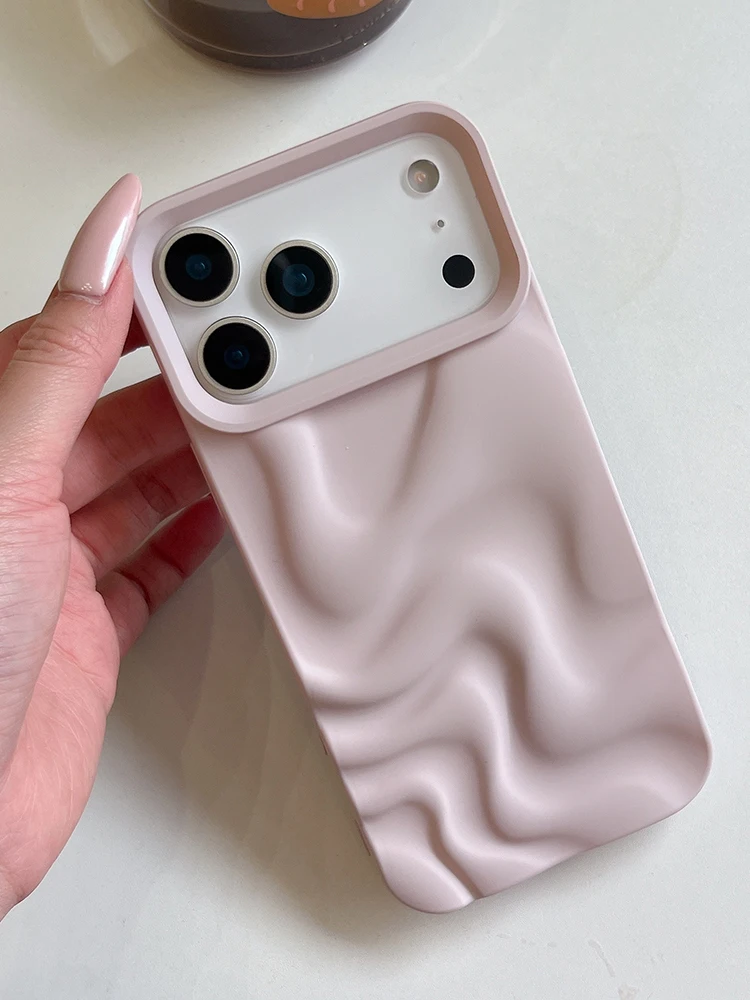 Stilvolle 3D-Wellen-Handyhülle mit glänzendem, pinkfarbenem Rückenteil für iPhone Air 11 12 13 14 15 17 18 Pro Max – Detail 28