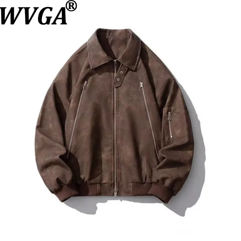 

WVGA весна осень новые мужские модные куртки на молнии с отложным воротником нишевые шикарные повседневные уличные пальто в корейском стиле W18075