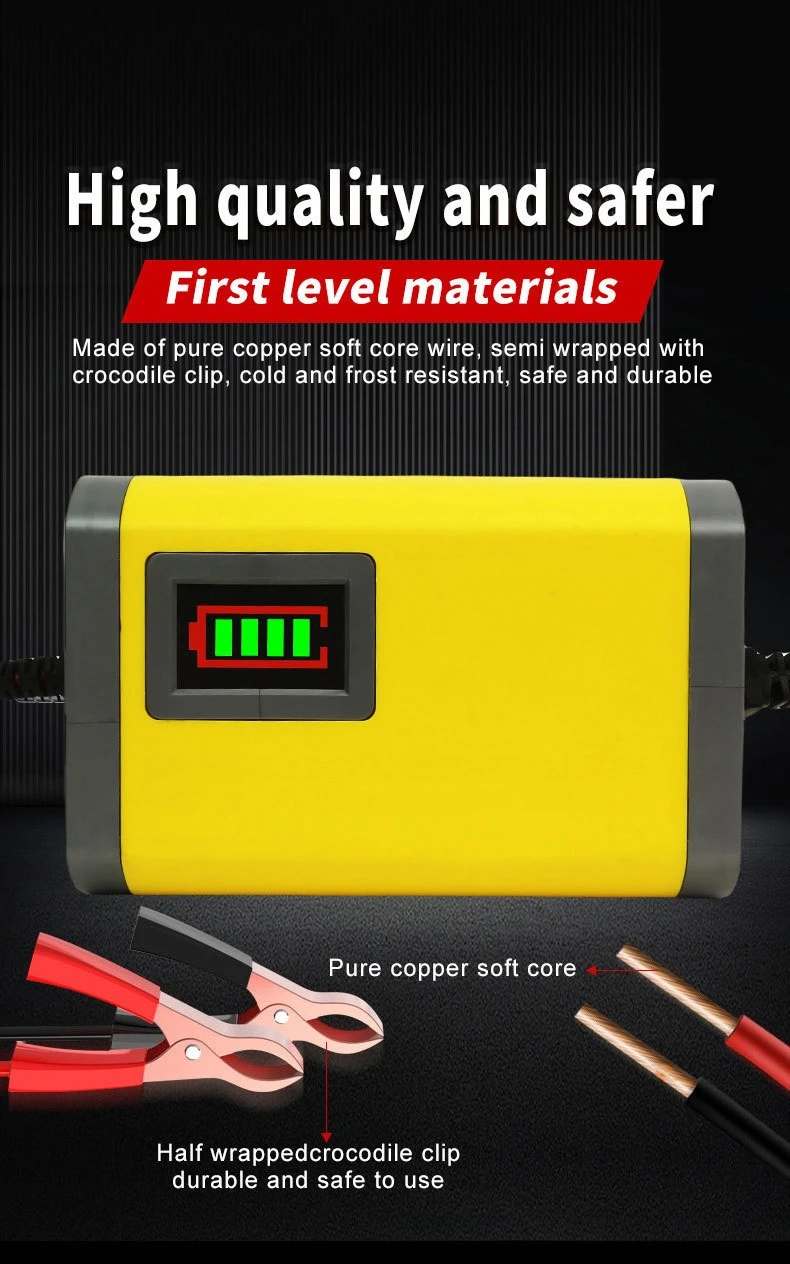 

Автомобильное зарядное устройство 12 В, 2 А, 220 В, импульсное зарядное устройство для ремонта влажной и сухой свинцово-кислотной батареи, светодиодный дисплей, зарядное устройство для мотогрузовика