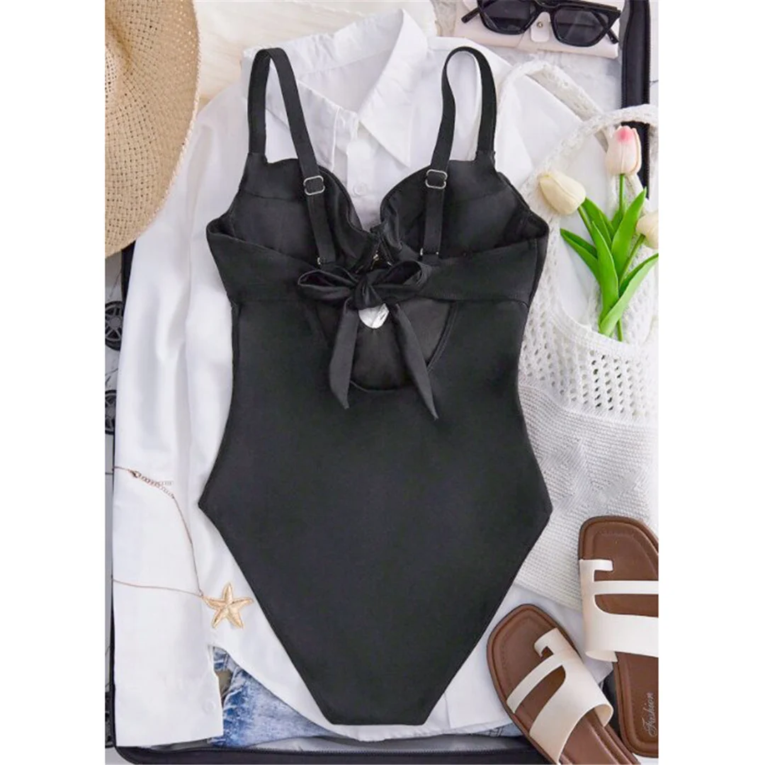 S - XL 2026 Neuer Cut-Out-Badeanzug mit Bügel, einteiliger Badeanzug für Damen, Badebekleidung, Monokini mit hohem Beinausschnitt, Badeanzug, Schwimmanzug V7961 – Detail 4