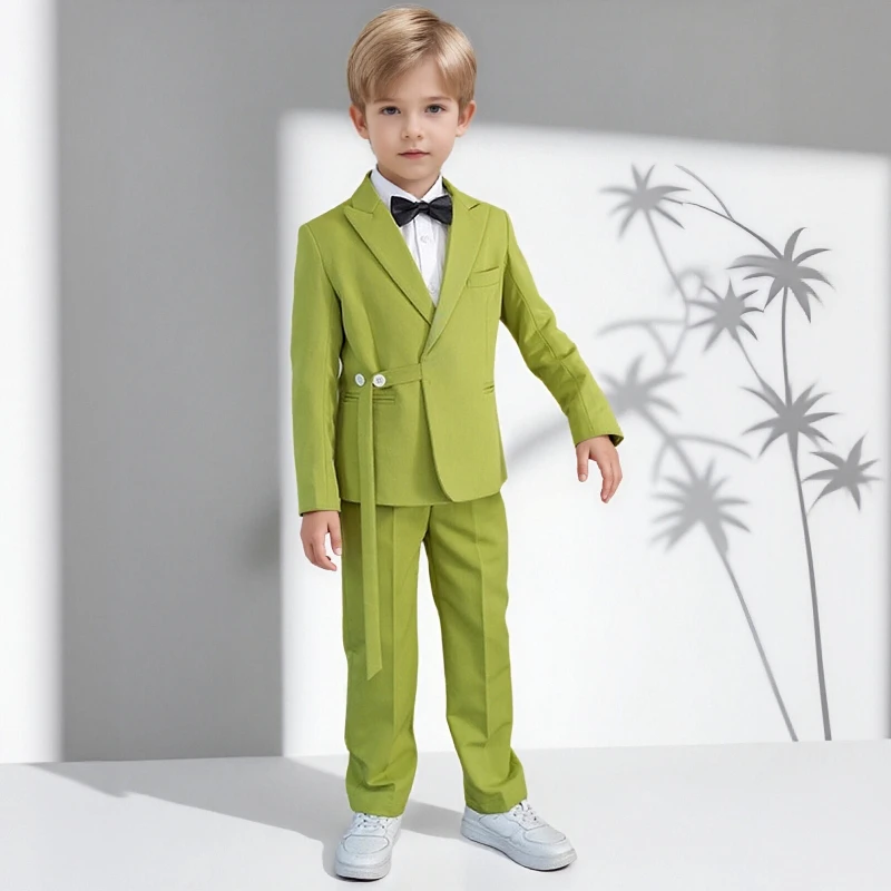 

Boys Suits for Weddings Green Casual Kids Performance Clothes 3 To 14 Years Teens Children Formal Blazers Trousers Outfits Set