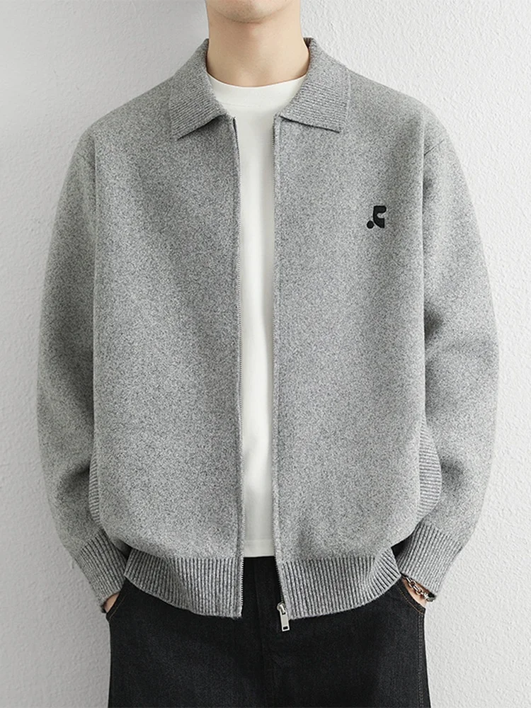 

Casual Knitted Embroidered Open Cardigan Men's Loose Fit Comfortable Spring Leisure Sle Long Sve Collared Sweater Trendy