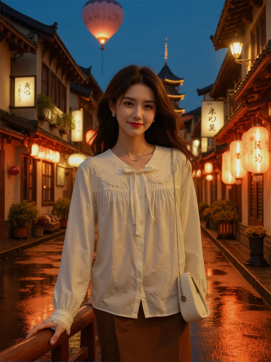 

Милые однотонные рубашки на шнуровке, блузки 2000-х годов, женская одежда, весенняя милая, довольно милая, японская, корейская, эстетичная, для подростков, молодой девушки, женственная