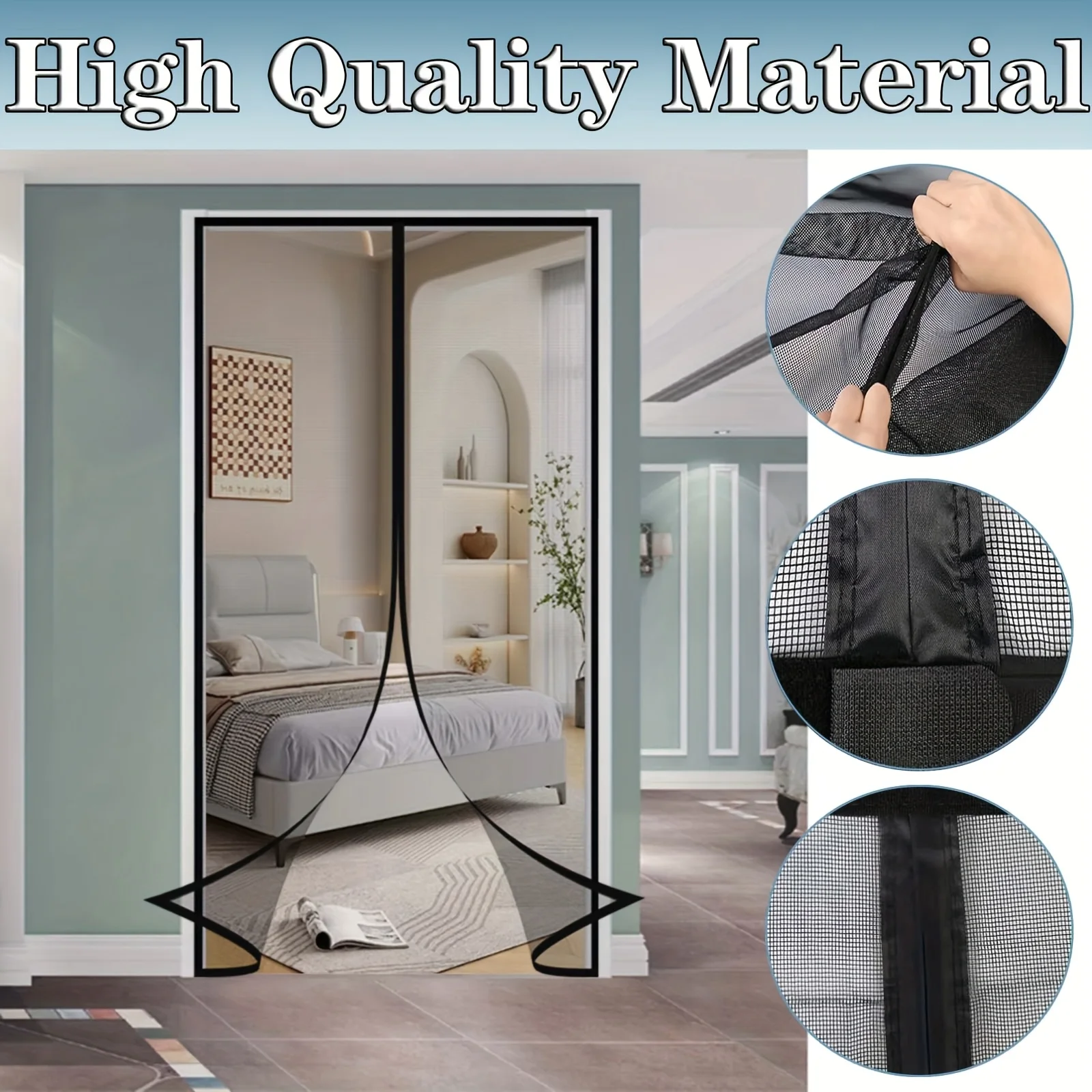 

Magnetic Mesh Curtain,Self-Adhesive Polyester Knit Screen, Washable & Easy Install,Modern Home Decor for Living Rooms & Bedrooms