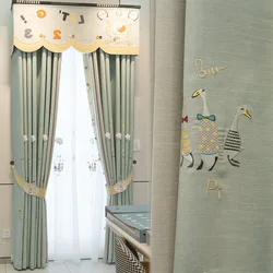 Curtains for Children's Room Customized New Modern Cartoon Pattern Cute Goose Thick Linen Blackout