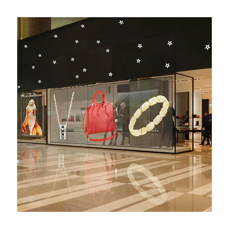 P3.91 Flexible Full Color Transparent LED Module Screen for Glass Interior Advertising