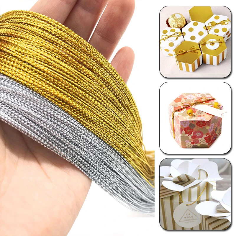 100m oro argento colore Glitter corde confezione regalo stringa gioielli filo fai da te Tag String Line braccialetto che fa etichette filo di corda