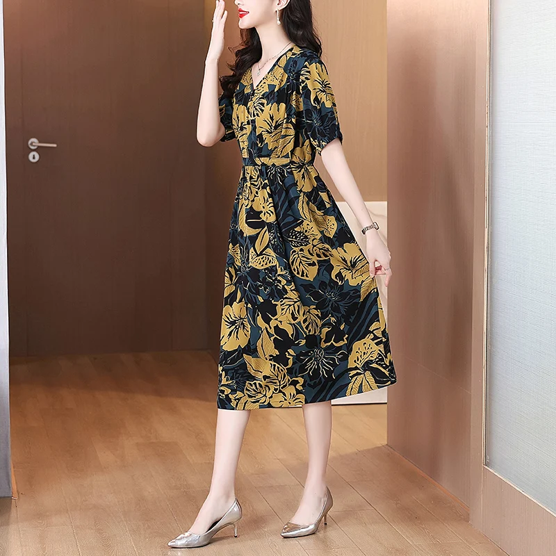 Letnie damskie satynowe Vintage luksusowe sukienki bandażowe typu Bodycon 2025 biurowa czarna kwiecista jedwabna sukienka Midi elegancka Casual Night Party Vestidos