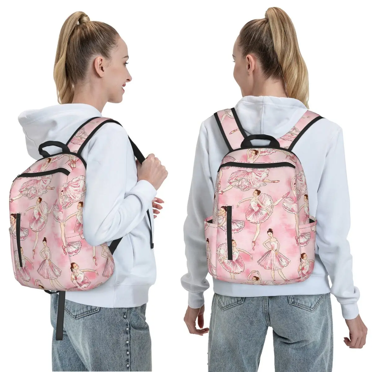 Ballet Dance Makes Me Free Ballerina Dancer Backpack Daypack Large Capacity  BookBag School Bag Shoulder Bags for Men Women