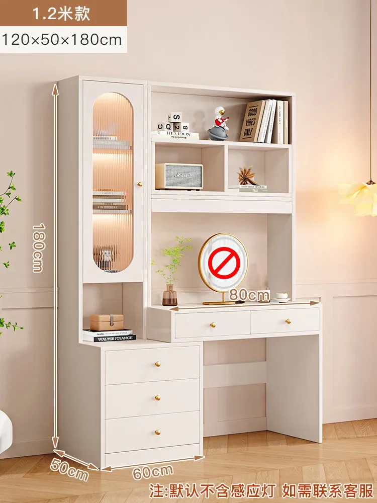 Solid wood dresser bookshelf integrated table 2025 new modern simple makeup table