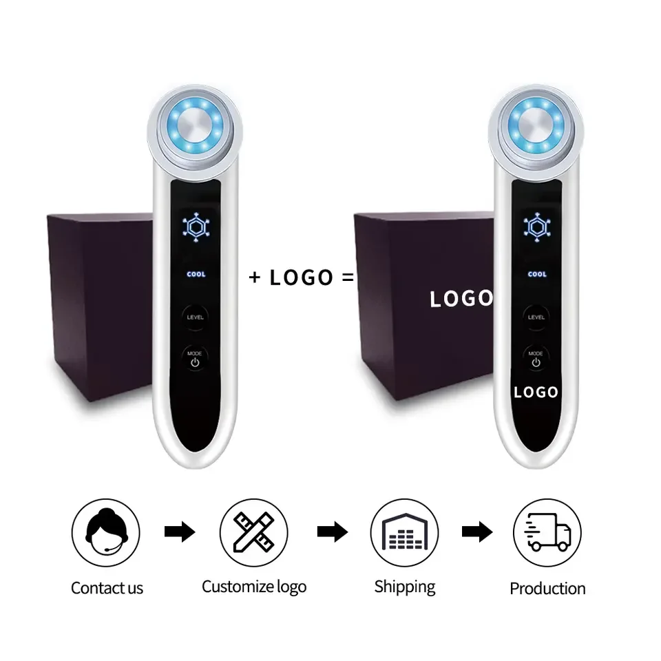 Outil professionnel de soins de la peau du visage rouge et bleu, batterie aste, RF, EMS, radio-récupération, beauté du visage, santé