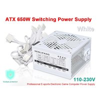 110-230V PSU 20+4Pin +12V Output ATX 650W E-Sports Video Game Computer White Power Supply Low Noise Cooling Fan