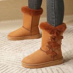 2024 New Thick Plush Thick Sole Non-slip Fashion Solid Color Button New Women Boots Classic Retro Brown Long Boots