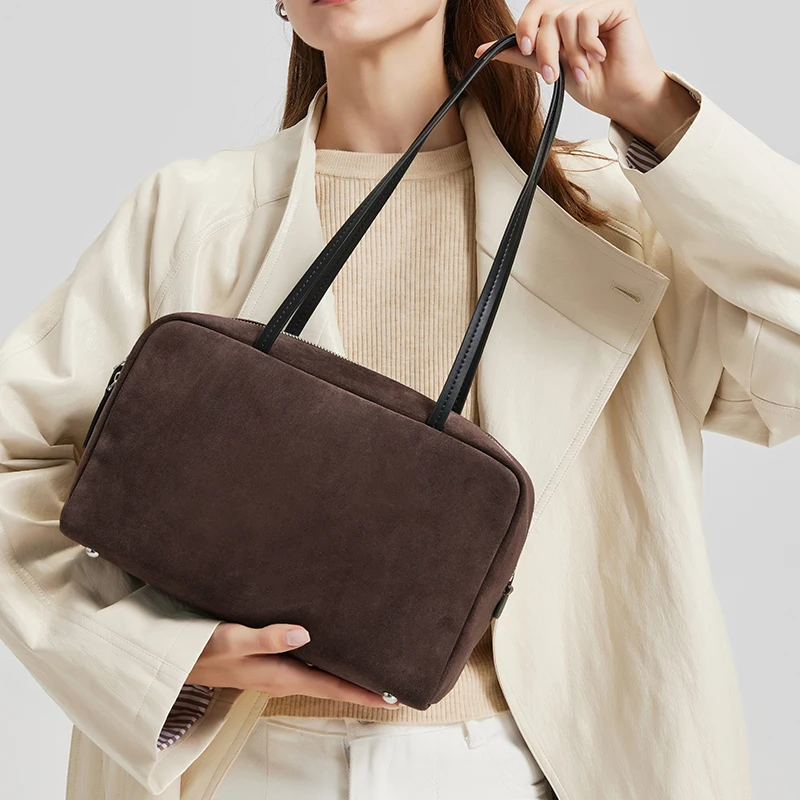 

New 2025 winter Women's suede leather bag Fashion Genuine Leather Crossbody Bag female Luxury Square Furry Shoulder Handbags