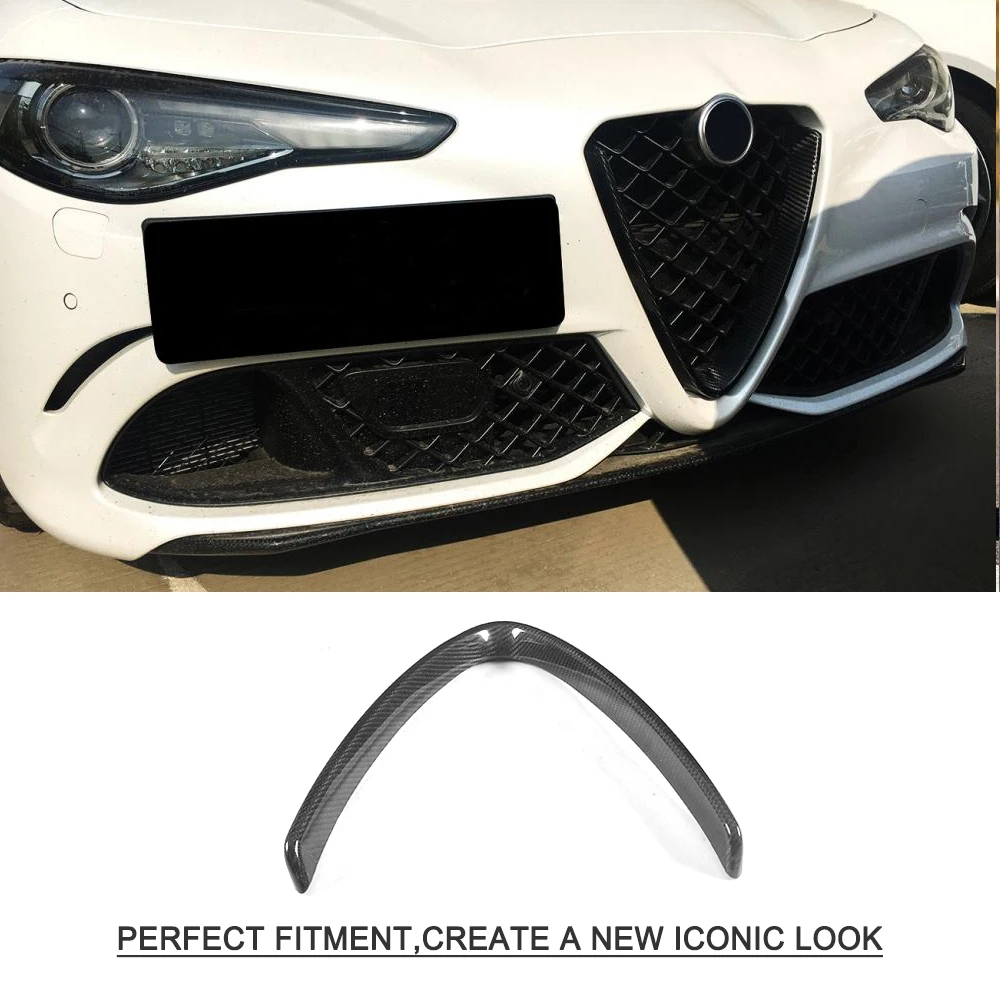 Carbon Fiber Front Grill Mesh Frame Cover For Alfa Romeo Giulia Base Sport Quadrifoglio Sedan 4 Door 2016-2018 Car Styling