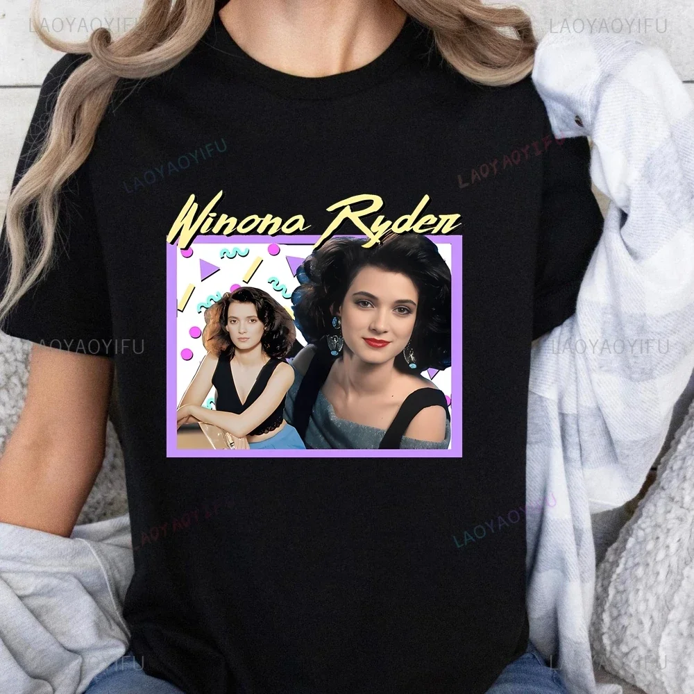 Streetwear Winona Ryder Printed T-shirt Top Winona Ryder Trend Harajuku Short-sleeved Unisex Shirt Graphic Oversized T-shirt