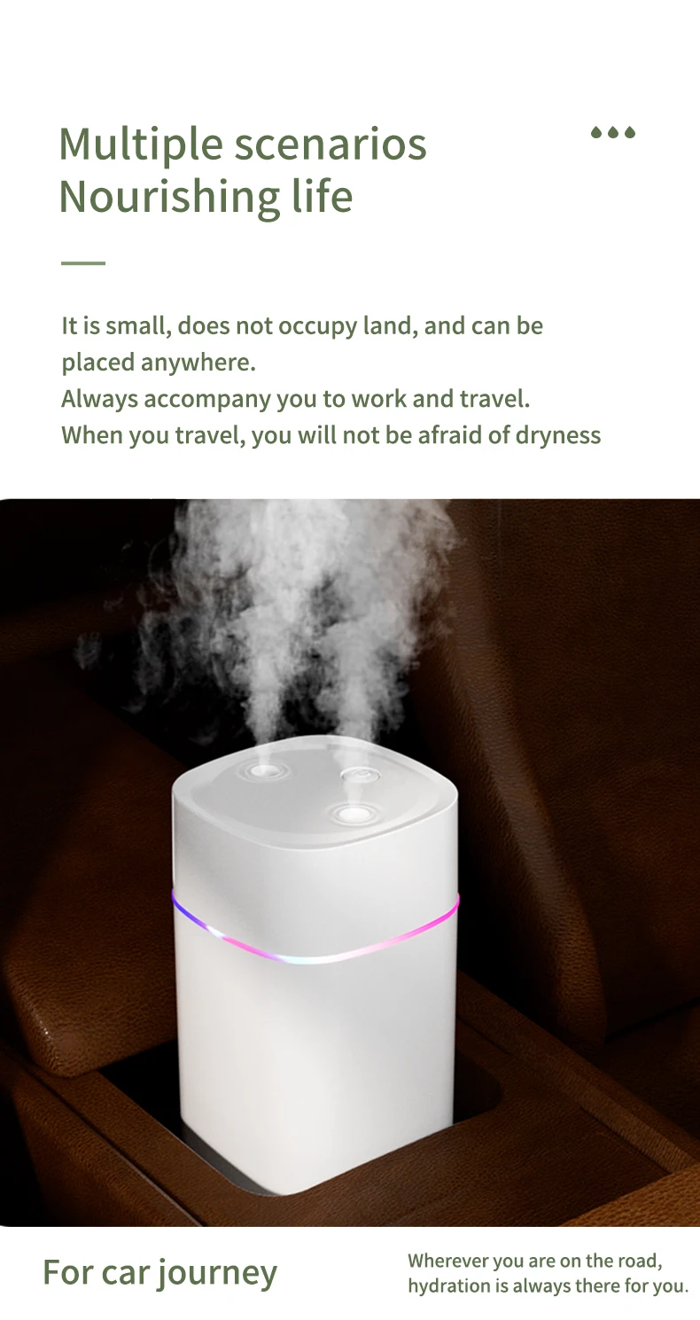 USB Air Humidifier Double Spray Port Essential Oil 600ml Aromatherapy Humificador Cool Mist Maker Fogger Purify for Home Office image 2