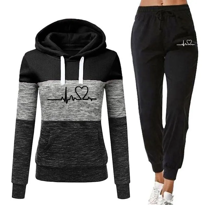 

Women 2Pieces Set Sweatshirts Casual Tracksuit Pullover Hoodies Suit Female Jogger Pants Outfits Chandals Mujer Size S-4XL