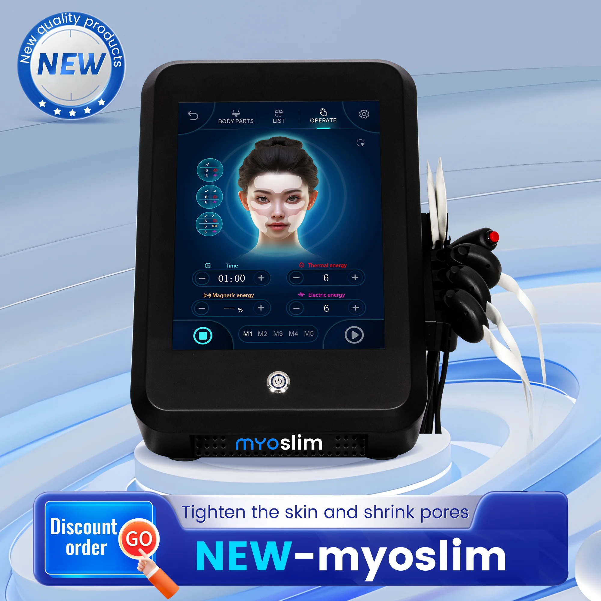 MYOslim Neo RF Electromagnetic Muscle Building Skin Firming Device Non-Invasive Facial Lifting Wrinkle Removal Beauty Machine