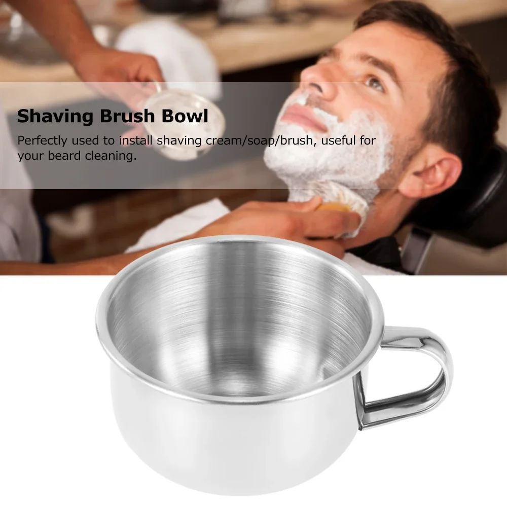 Stainless Steel Shaving Bowl Cup Shaving Razor Contaioner Barber Brush Cleaning Soap Mug Shaving Bowl with Handle