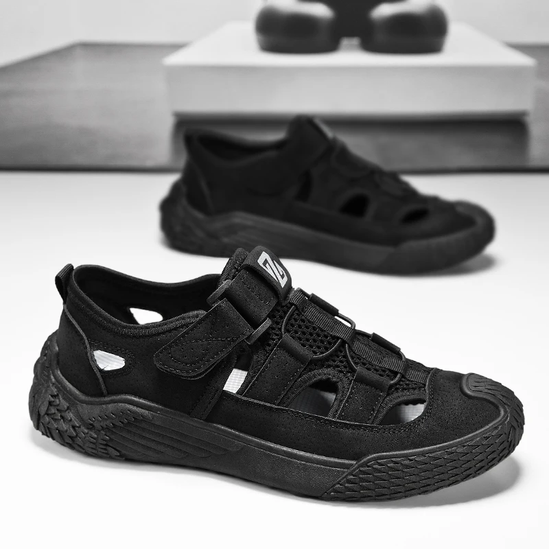 Large Size Sandals for Men, New Summer Style, Trendy, Versatile, Casual Sports Sandals, Soft-Soled Hollow Beach Shoes for Men